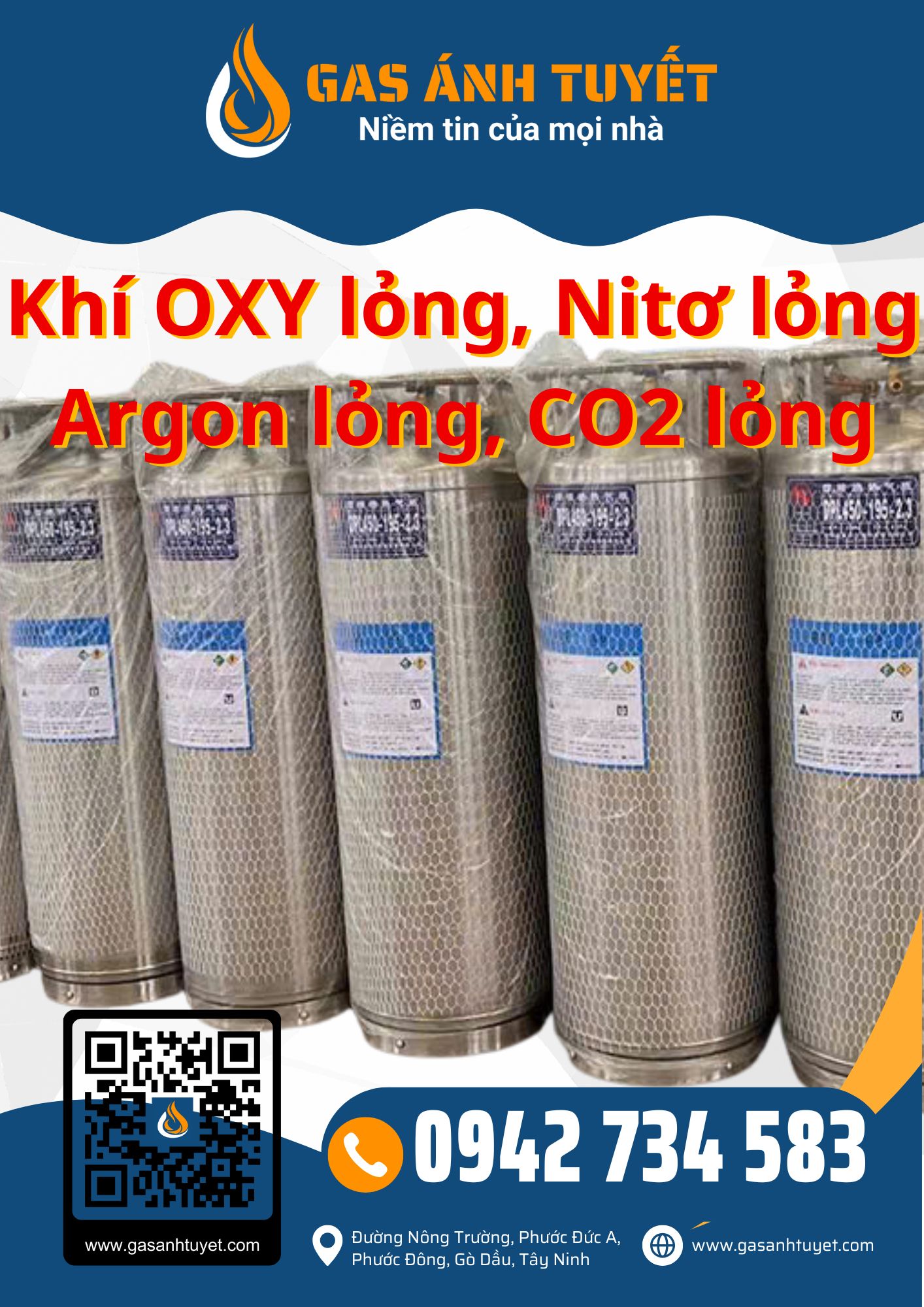 Cung Cấp Khí Oxy Lỏng, Nitơ Lỏng, Argon Lỏng, CO₂ Lỏng Tại Tây Ninh